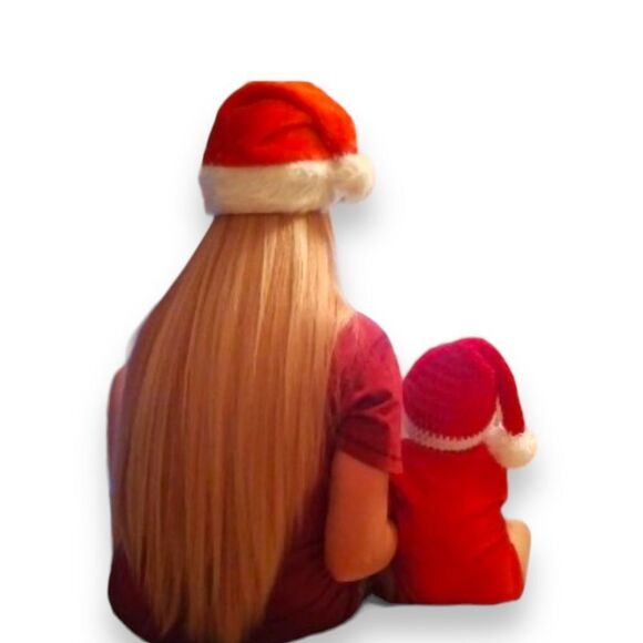 Newborn Infants Crocheted Santa Hat Red White Pom Beanies Cap NEW - Picture 4 of 4